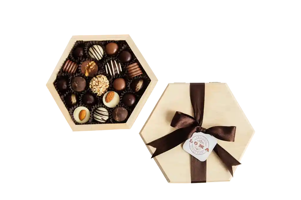 CAJA DE TRUFAS EN PINO X 20