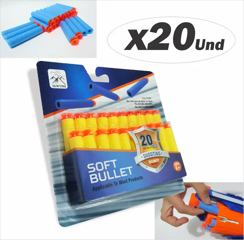 Nerf Balas Dardos Paraboomco Con Chupas Juguete 20 Und