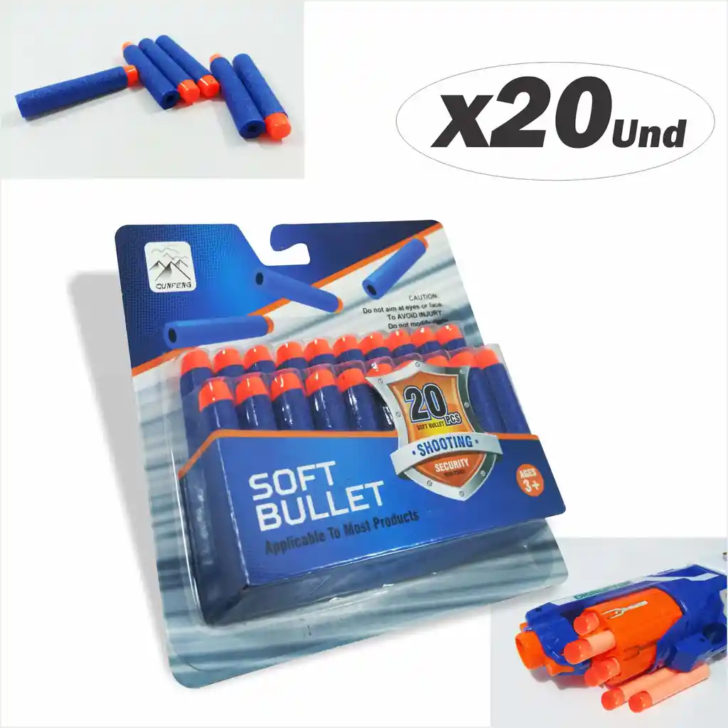 Nerf Balas Dardos Paraboomco Con Punta Juguete 20 Und