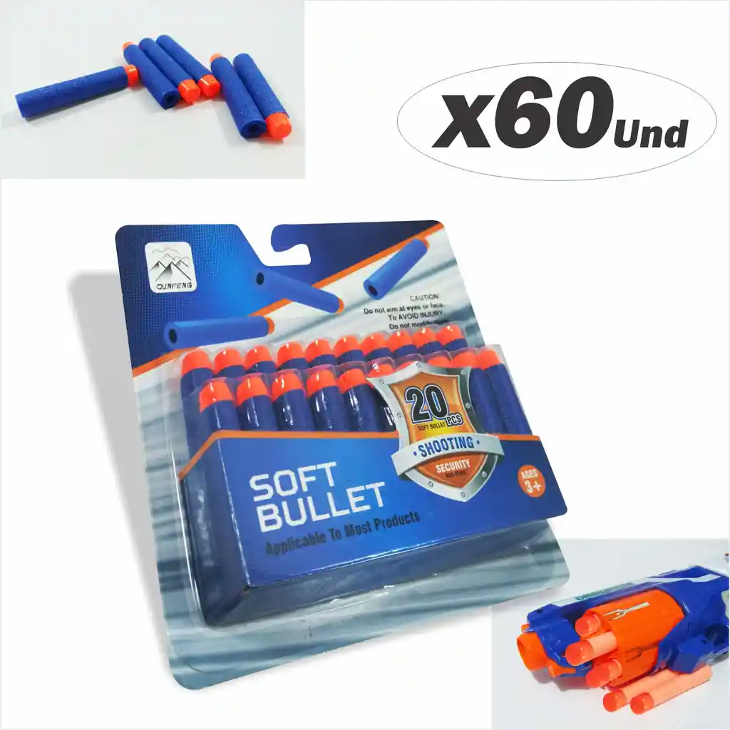 Nerf Balas Dardos Paraboomco Con Punta Juguete 60 Und