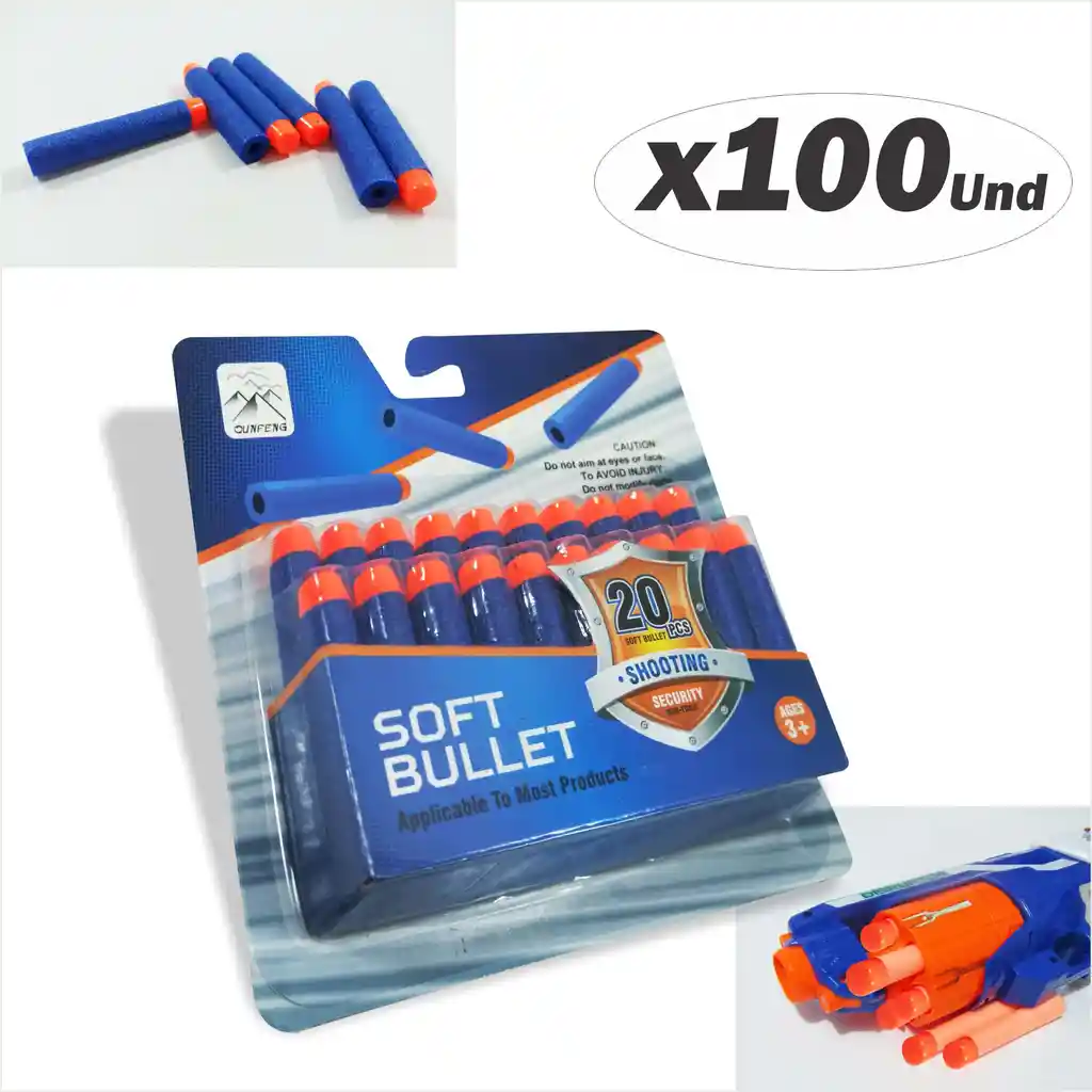 Nerf Balas Dardos Paraboomco Con Punta Juguete 100 Und