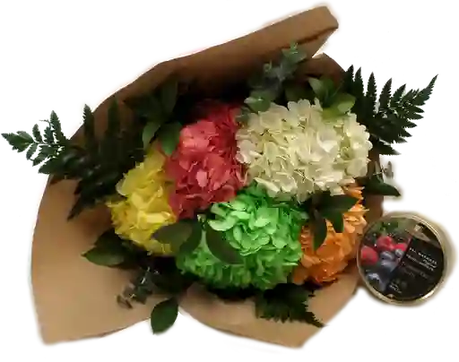 Bouquet De Hortensias Y Caja De Dulces Simpkins