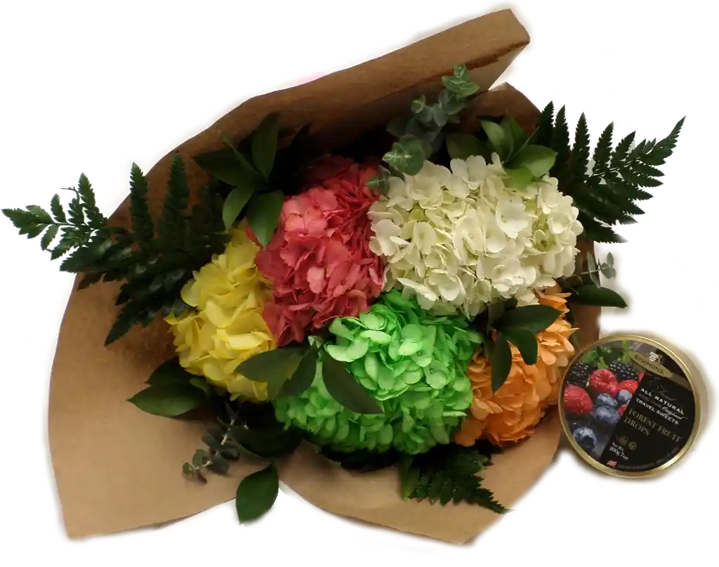 Bouquet De Hortensias Y Caja De Dulces Simpkins