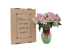 Bouquet De Flores En Caja De Regalo Más Jarrón