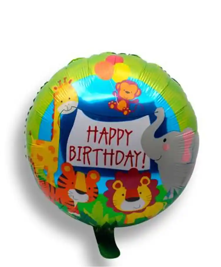 Globo metalizado Happy Birthday Animales Selva