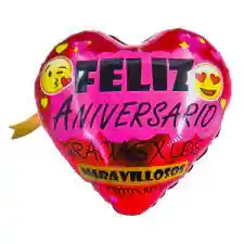 Globo metalizado Corazón Feliz Aniversario 18