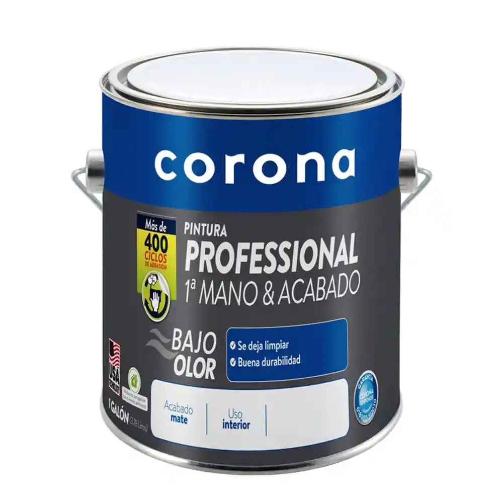 Pintura Vinilo Blanca Tipo 1, Corona, Galón (3,78 Lts)