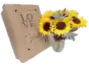 Caja De Regalo, Girasoles Y Jarrón