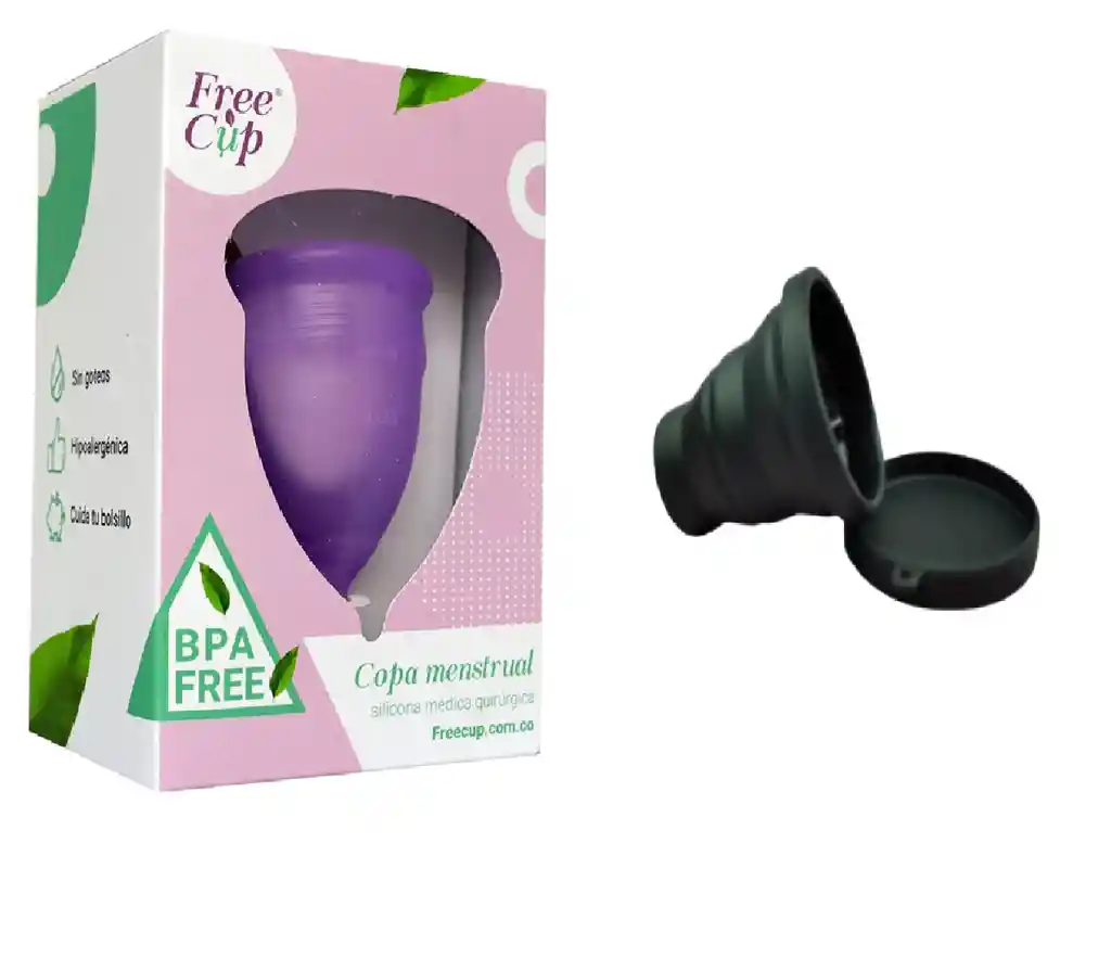 FREECUP Copa Menstrual Talla Xs Morado + Vaso Esterilizador