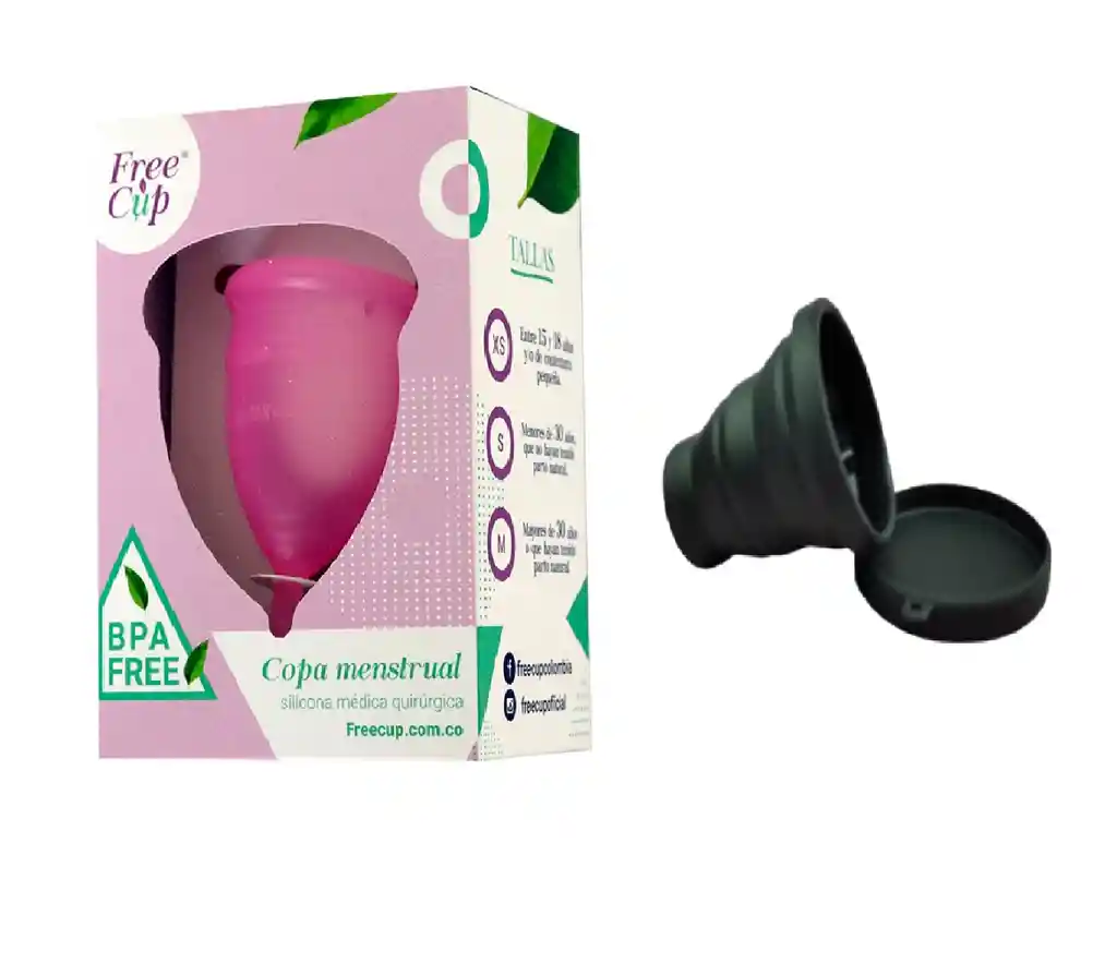 FREECUP Copa Menstrual Talla M Rosado + Vaso Esterilizador