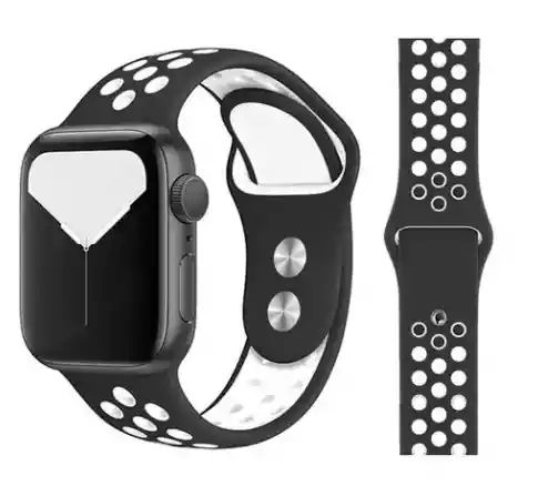 Nike Pulso Correa Manilla Apple Watch Tipo42,44 Negro Blanco