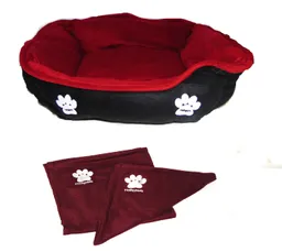 Cama Grande Doble Faz Para Mascota Vinotinto + Cobija Grande