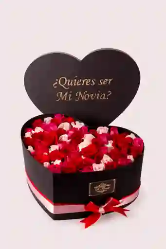 Coraszon de 75 rosas extragrande quieres ser mi novia