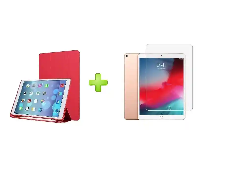 Ipad Estuche Smart Case 10.2 7 Gen Espacio Lapiz Rojo + Vidrio