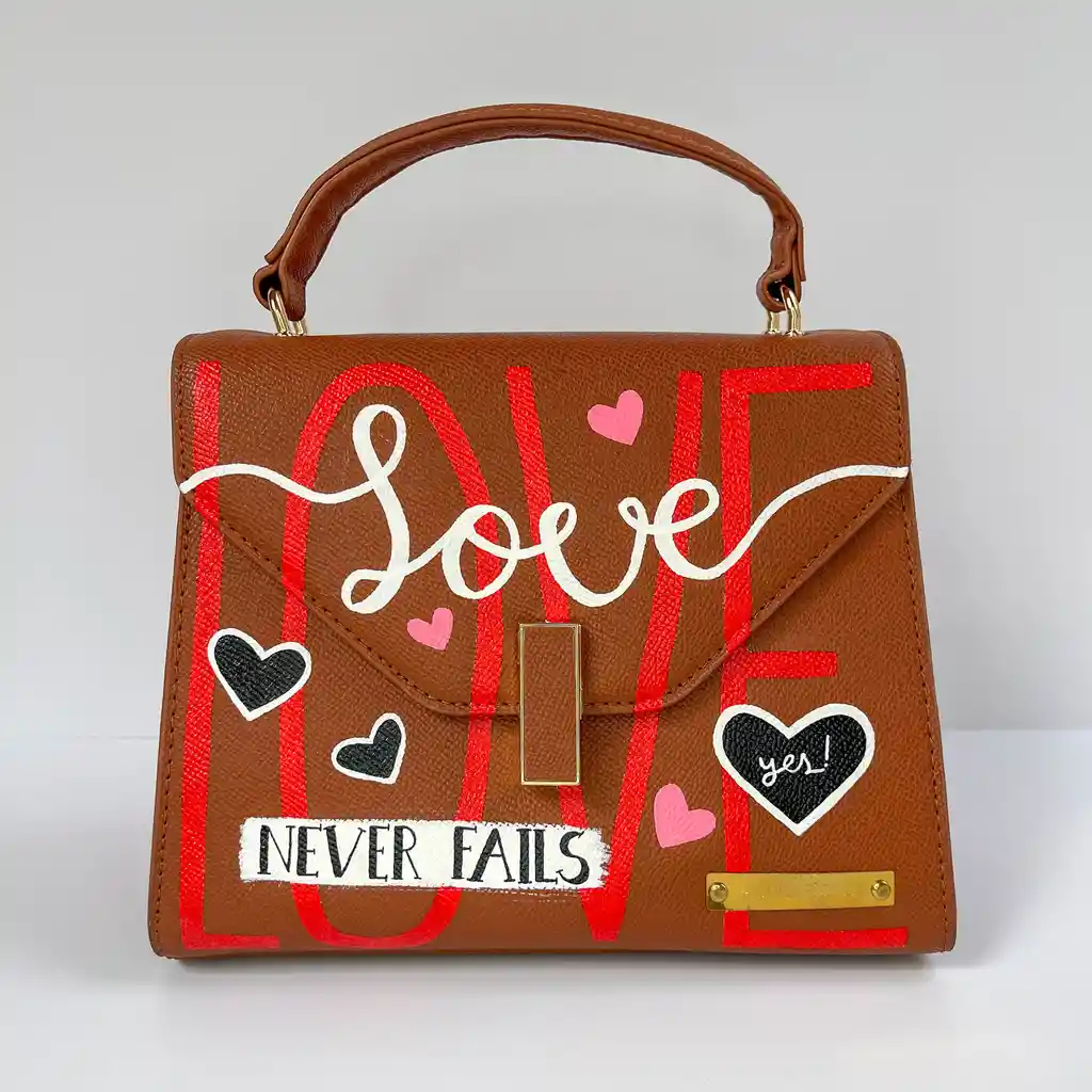 Bolso terracota love pintado a mano