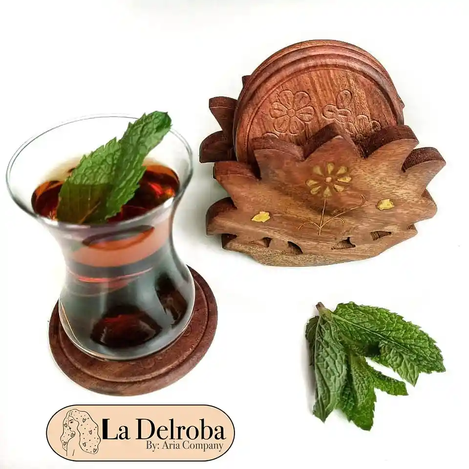 Portavasos De Madera Forma De Flor De Loto