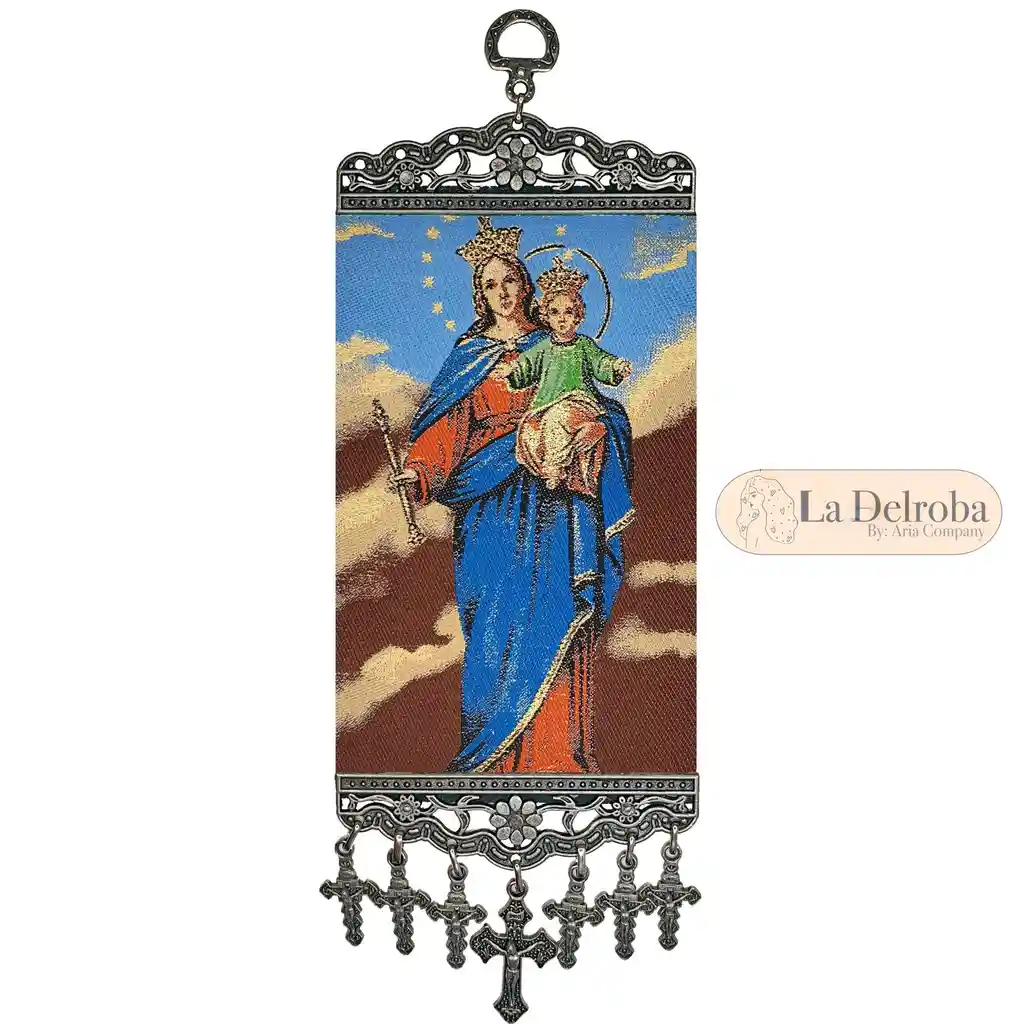 Gobelino De Virgen Maria Axiliadora Adorno Religoso De Pared