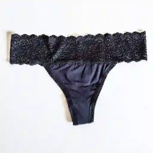 Panties Menstruación Tanga - Flujo Bajo (talla S Negro)