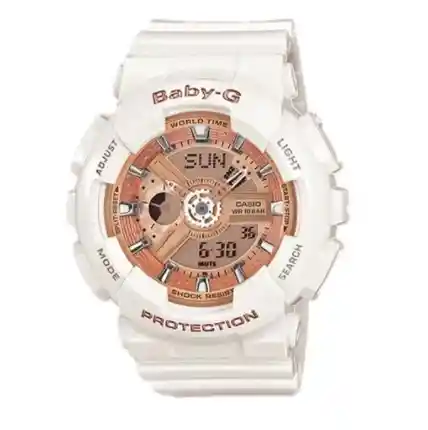 Casio Baby G Ba 110 7a1dr Blanco Fondo Oro Rosa Original