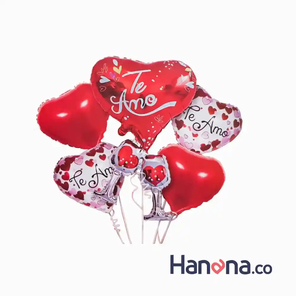 GLOBO SET CORAZON TE AMO 5PC