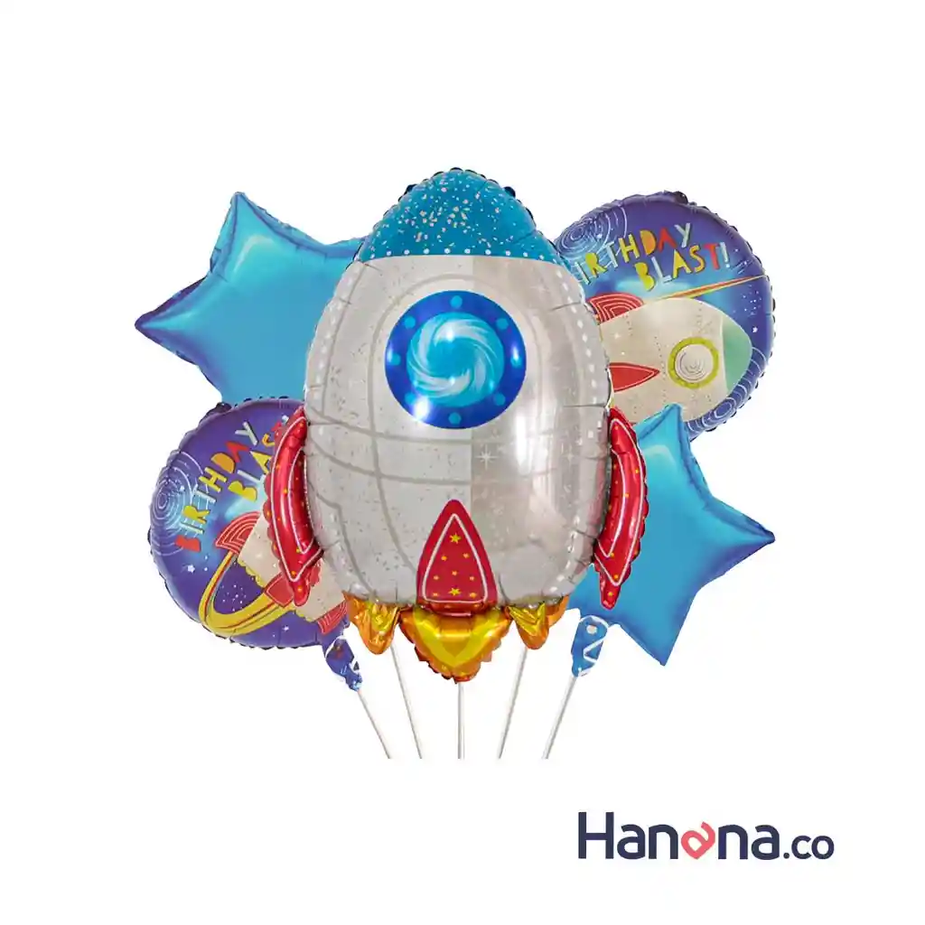 GLOBO SET NAVE ASTRONAUTA 5PC 70X60CM