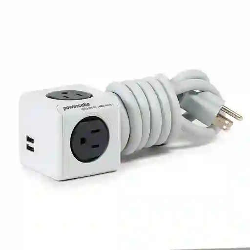 Power cube Multitoma 2 puertos usb 4 tomas De 1.5mts Gris