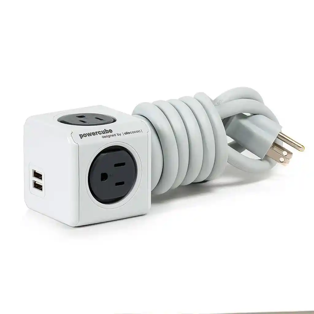Power cube Multitoma 2 puertos usb 4 tomas De 1.5mts Gris