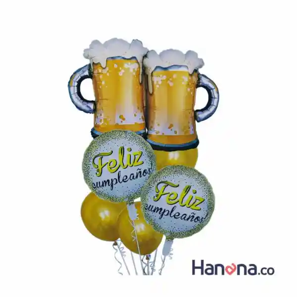 GLOBO SET CERVEZA DOBLE FELIZ CUMPLEAÑOS