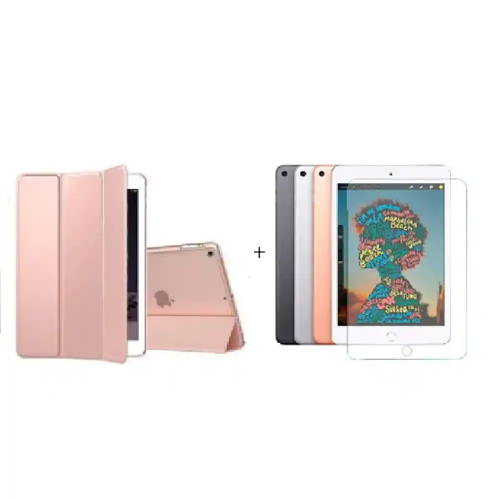 Ipad Estuche Smart Case Para Mini 1/2/3 O Rosa + Vidrio Templad