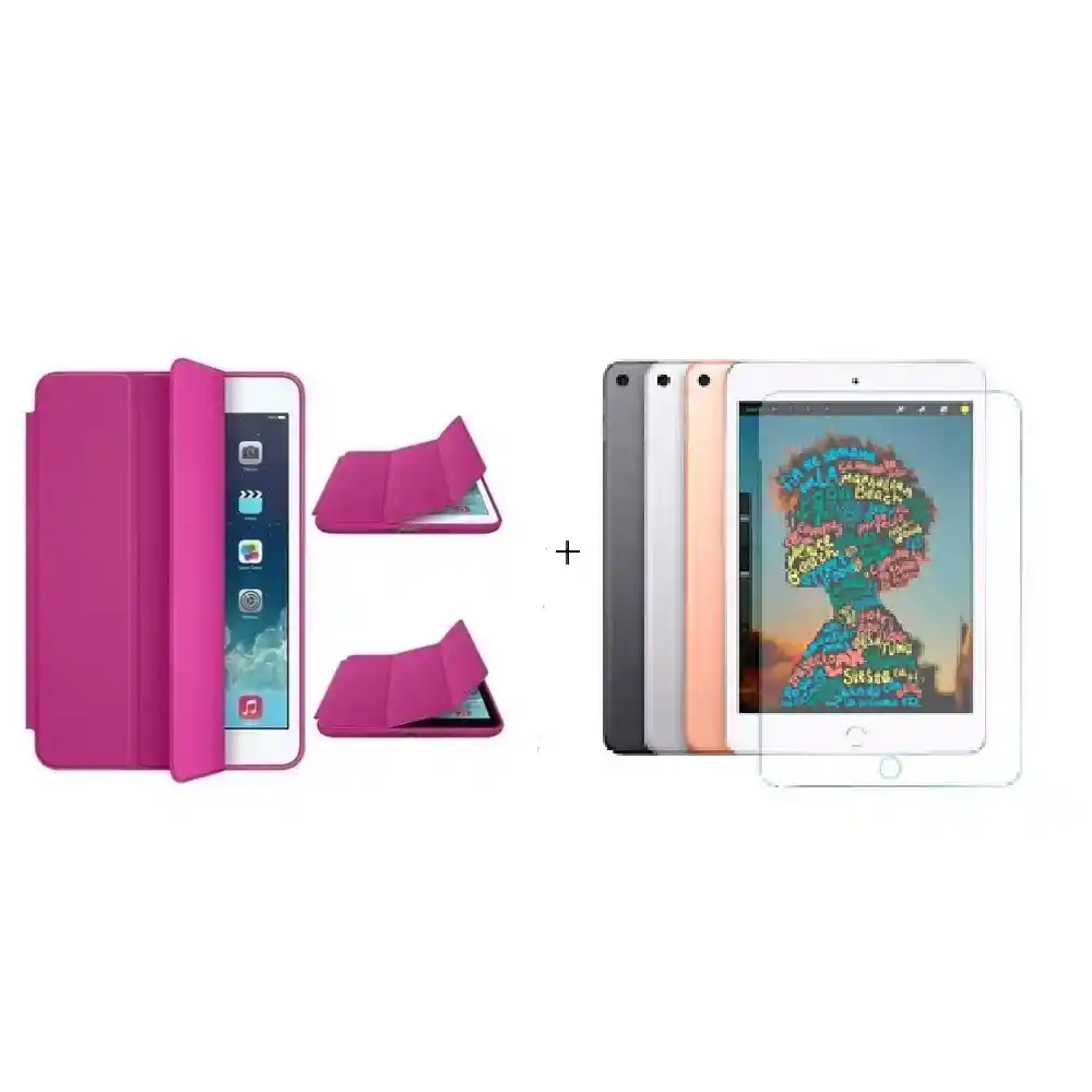 Ipad Estuche Smart Case Para Mini 1/2/3 Fucsia + Vidrio Templad