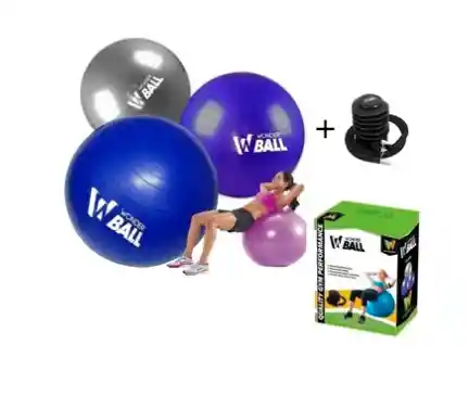 Balón Pelota de Pilates Yoga + Bomba Infladora Bola Wonder 65 cm
