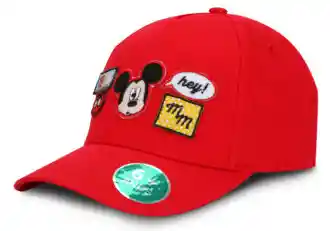 Disney Gorra Mickey Mouse Original Parches Hey Mm 28 Roja