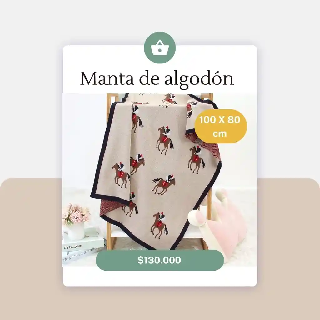 Manta de algodón para bebé motivo caballos