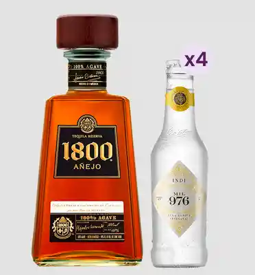 1800 Rappicombo Tequila Añejo 750 Ml + 4 Tonicas Indi Gratis