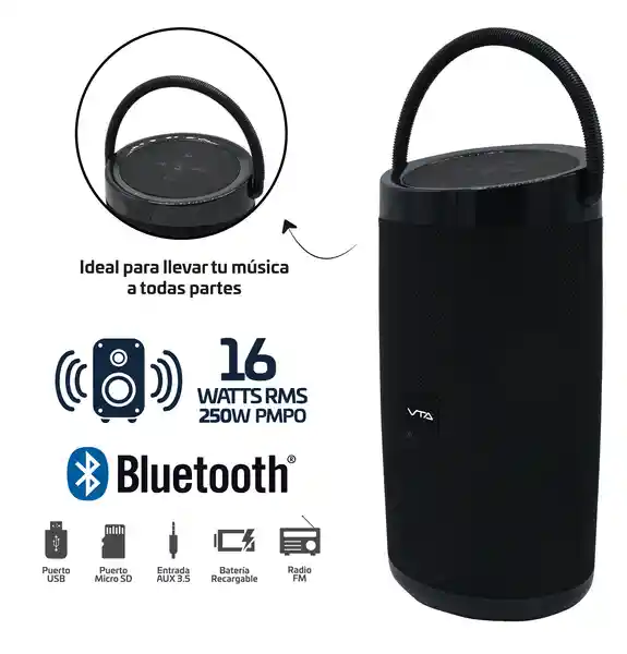 Vta Parlante Recargable de 8 Watts Rms Bluetooth