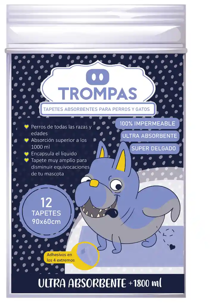 Tapete para Perro Orina trompas 60x90cm / 12Unds