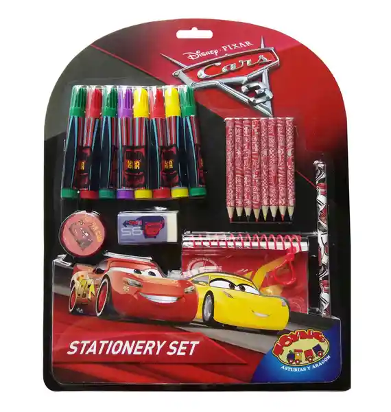 Cars Disney Set Escolar Con Marcadores Y Colores