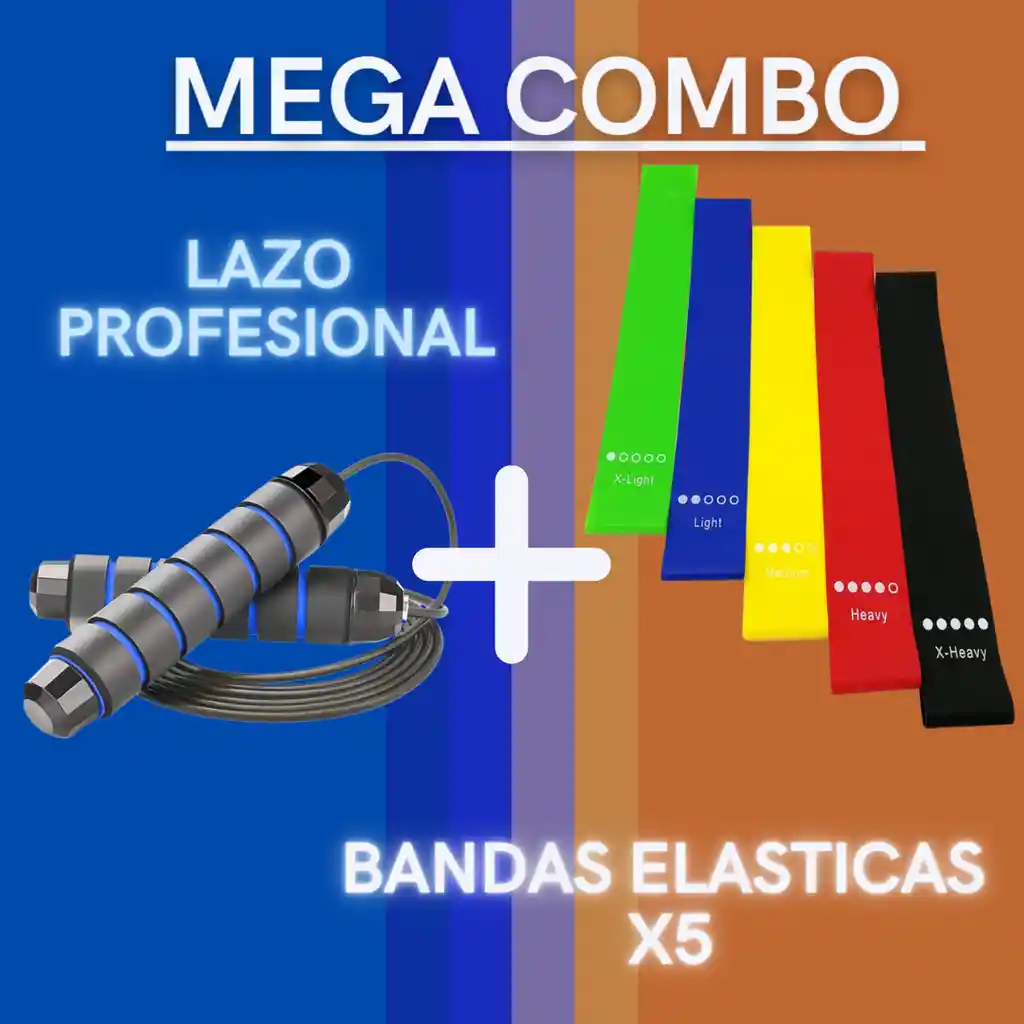 Lazo Profesiónal + bandas elasticas marcadas x 5 + tula estuche