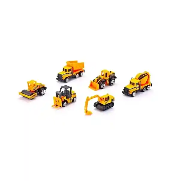 Kit Set Coche Construccion X6 Unidades Escala 1:64 Metalico