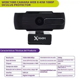 Cámara Web X-kim Oculus + Protector / Webcam Full Hd 1080