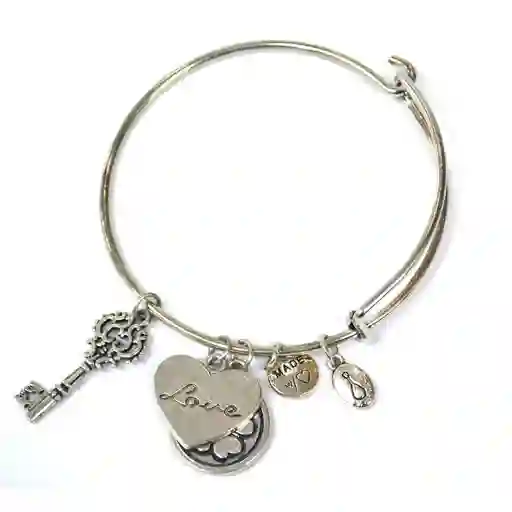 Pulsera Corazón Llave Love En Acero Inoxidable Dama Le Sak