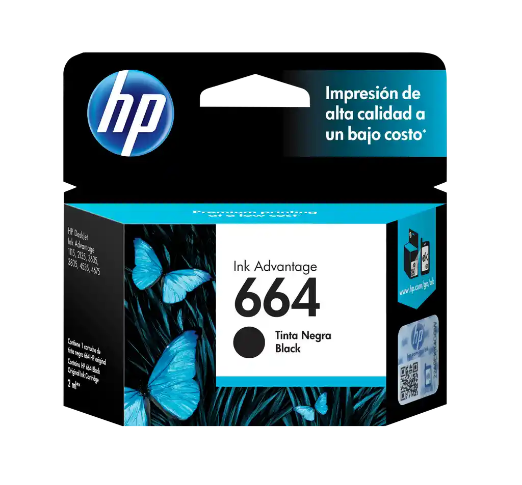 Hp Cartucho De Tinta 664 Negro