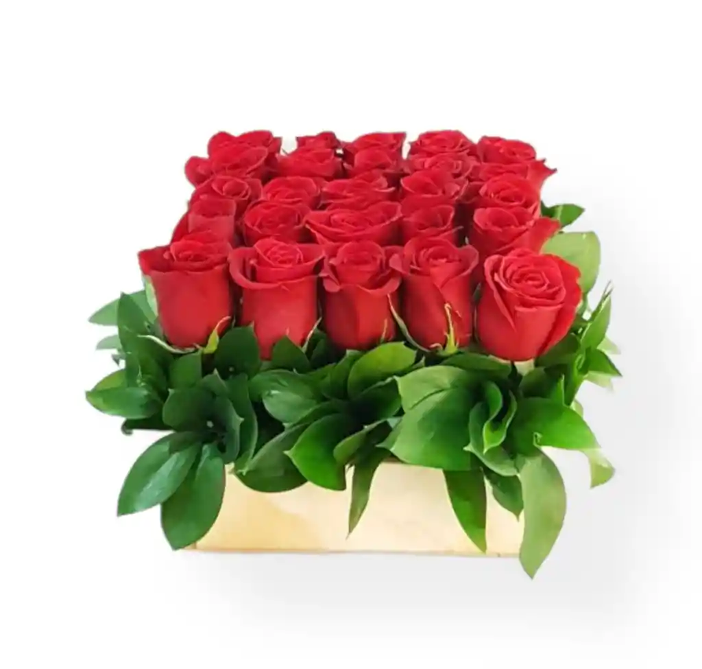 arreglo floral Simétrico de 24 rosas rojas