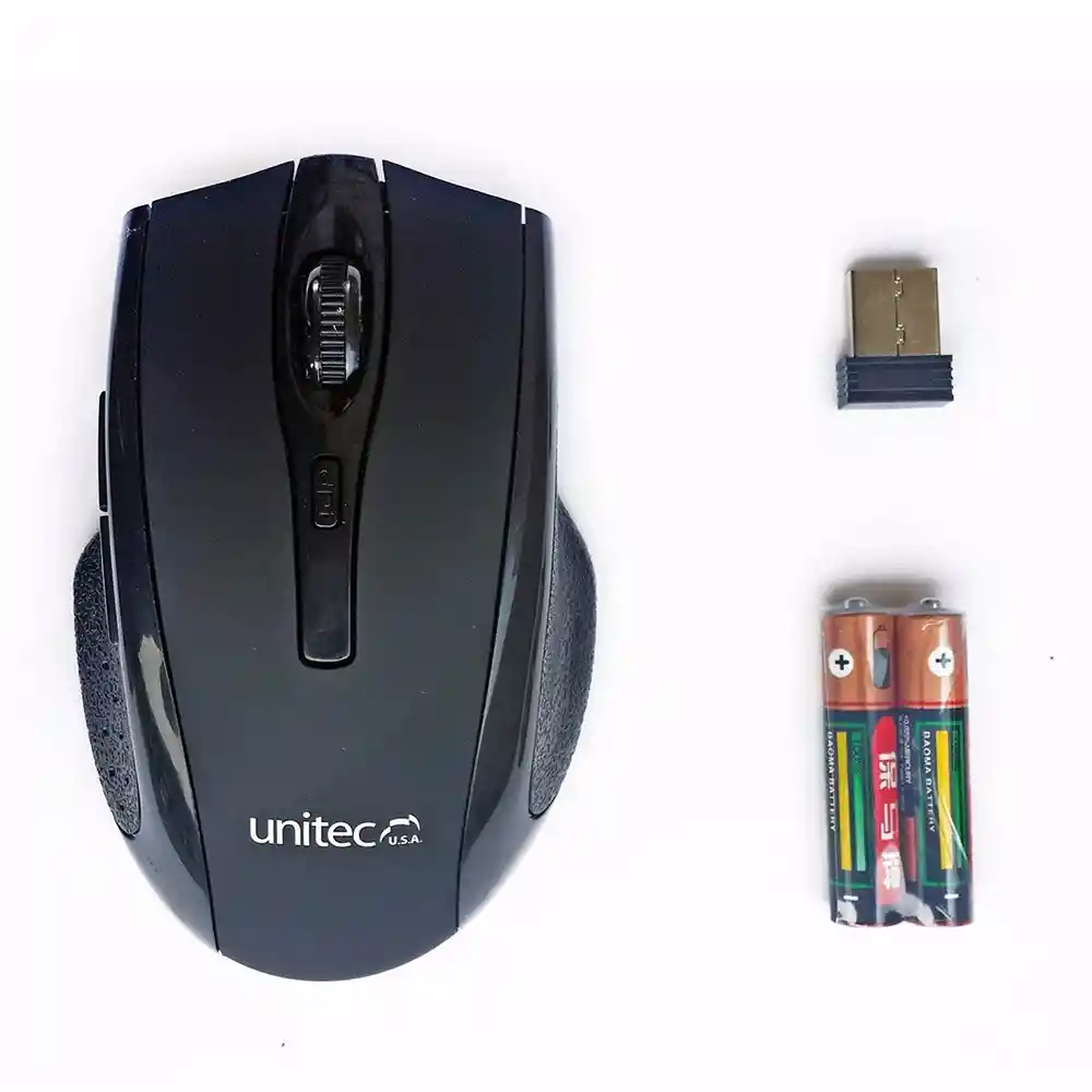 Unitec Mouse Inalambrico Receptor Pc Usb + Pilas Ergonomico