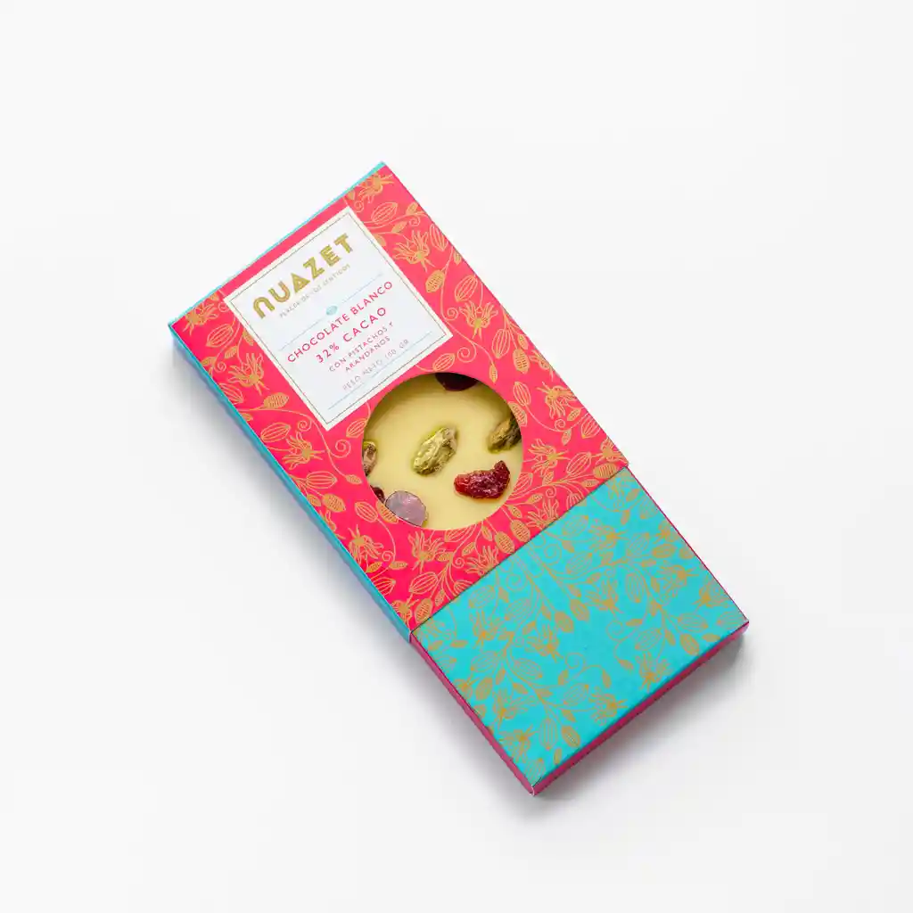Barra De Chocolate Blanco Con Pistachos Y Arandanos