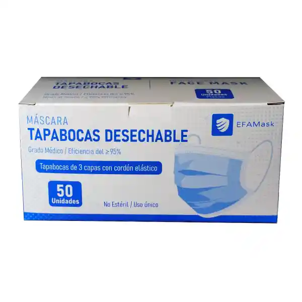 Caja de tapabocas desechables X 50 unidades