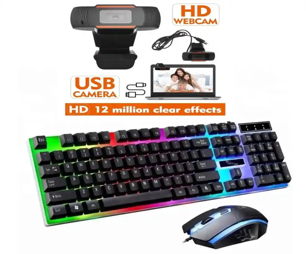 Cámara Web 1080p + Teclado Gamer Retroiluminado + Mouse