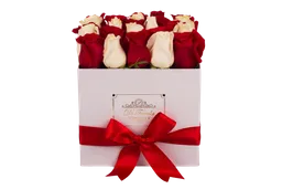 Caja cuadrada de lujo x 25 rosas de Exportación .