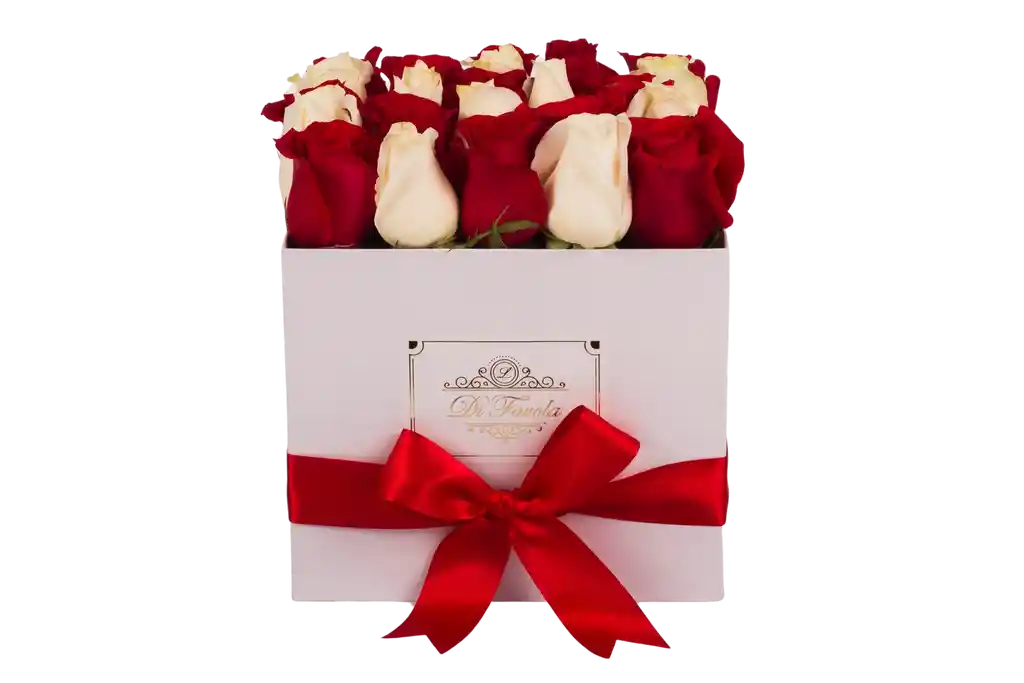 Caja cuadrada de lujo x 25 rosas de Exportación .