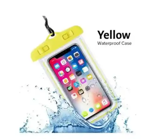 Forro Bolsa Estuche Sumergible 100% Impermeable Celular amarillo